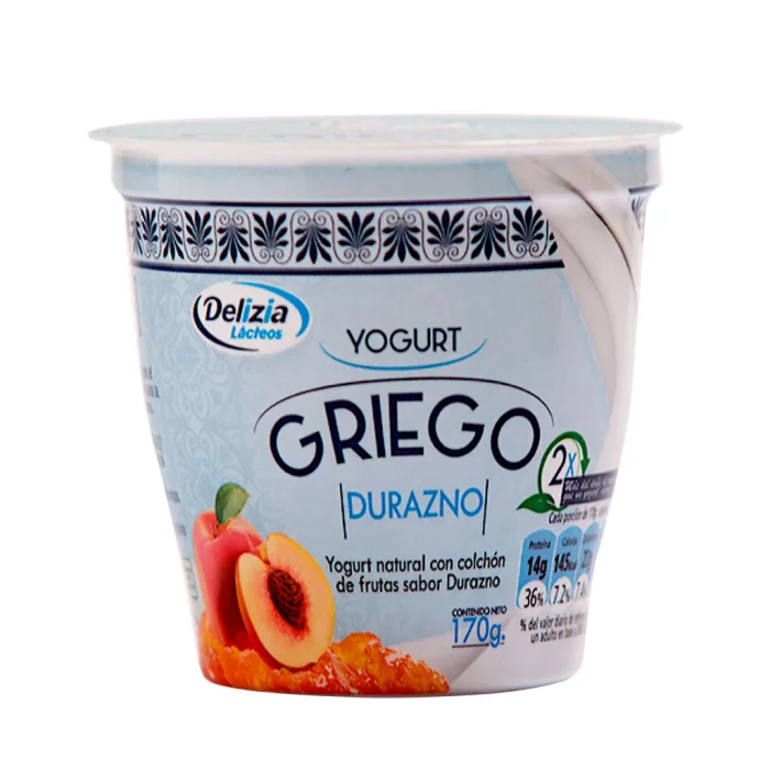 YOGUR GRIEGO DELIZIA DURAZNO 170 GR